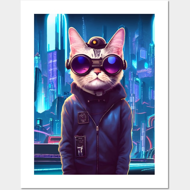 Cool Japanese Techno Cat In Japan Neon City Wall Art by star trek fanart and more